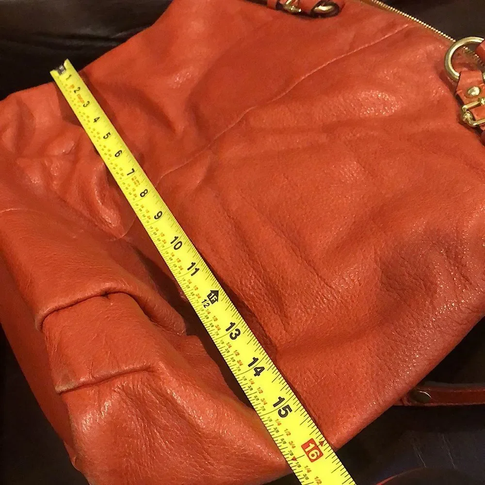 COACH Copper Orange Leather Hobo Satchel Crossbody Shoulder Bag Vintage